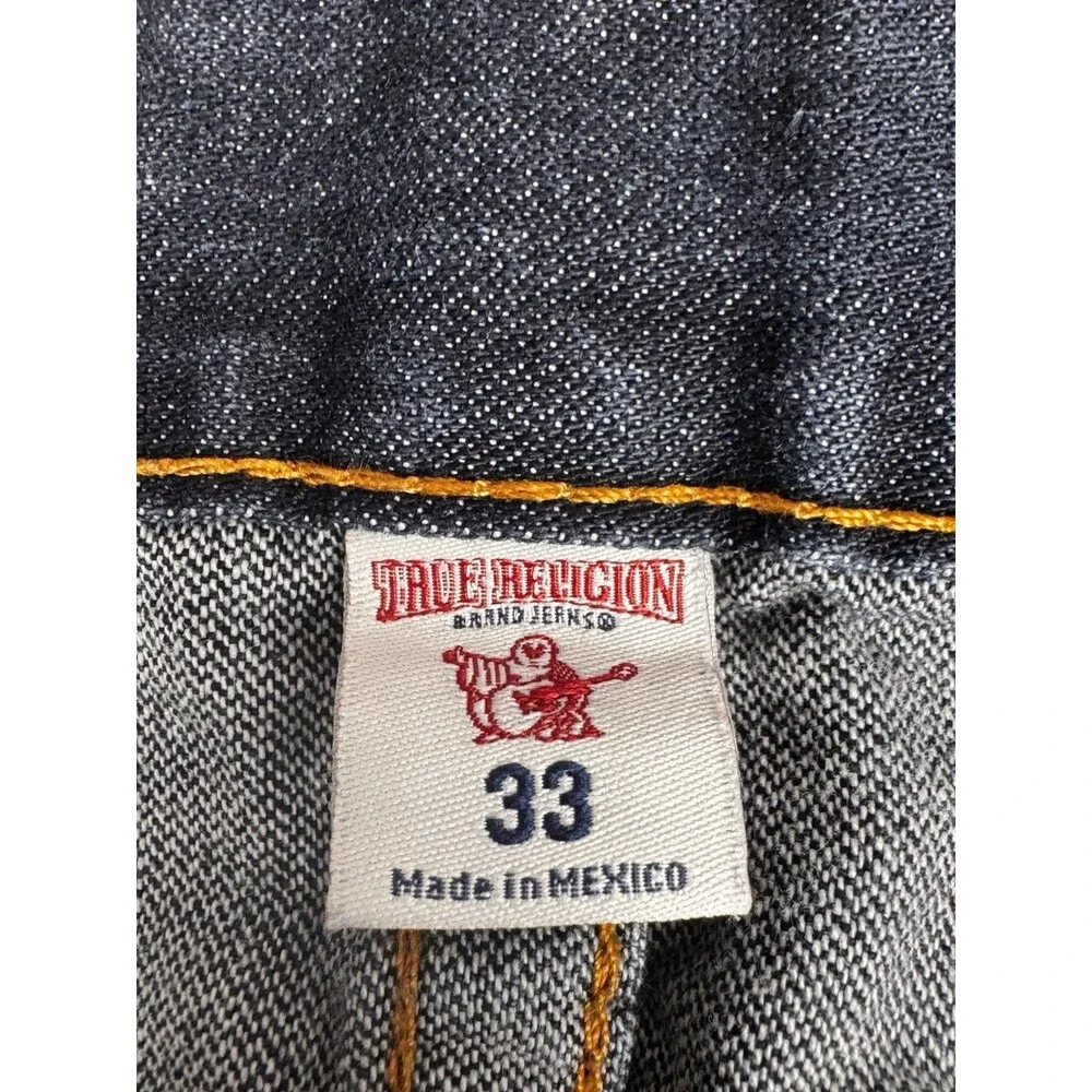 True Religion Straight Flap Red Orange Stitcing Men's Jeans 33